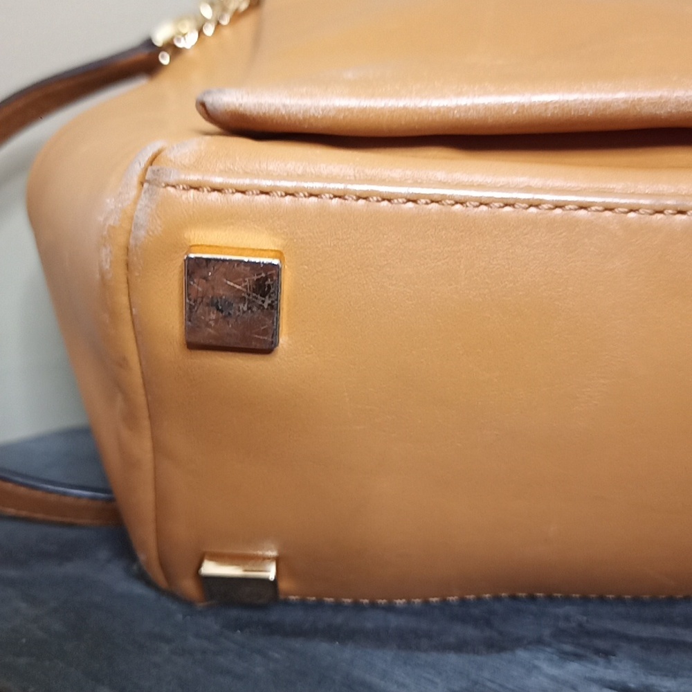 Michael Kors Carmel Tan leather Satchel Shoulder Crossbody Bag Multi-Pocket - Picture 9 of 14